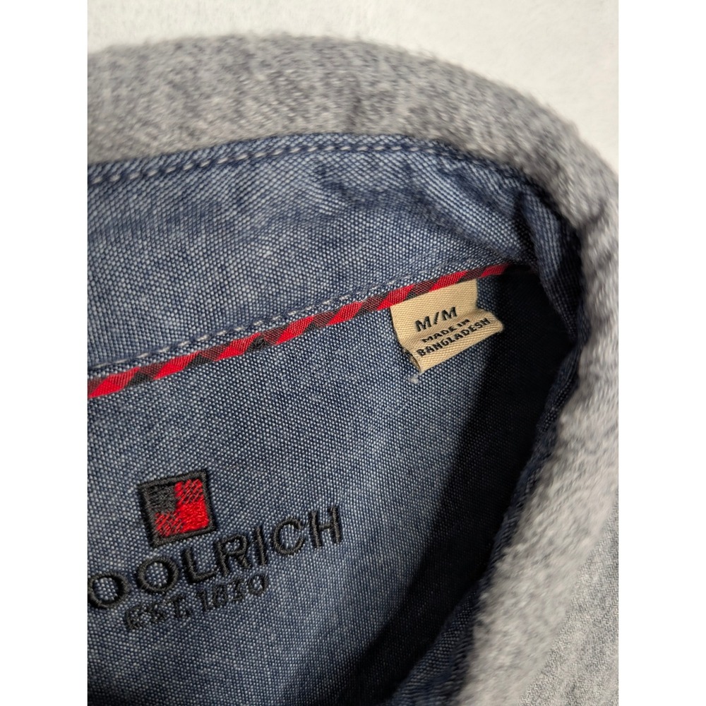 Woolrich Long Sleeve Button Down Shirt Gray Heathered Cotton Men's M - Picture 2 of 8